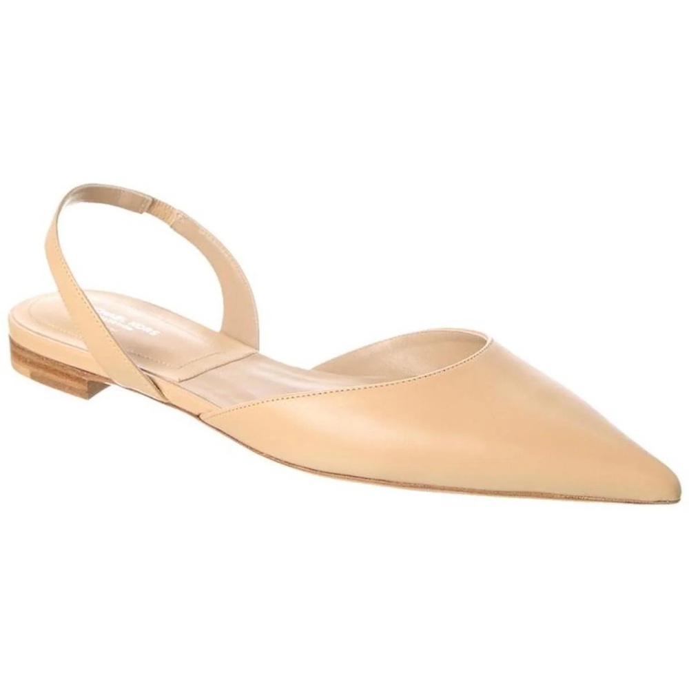Michael Kors Collection Bridget Leather Flat Slingback Nude Size 38
